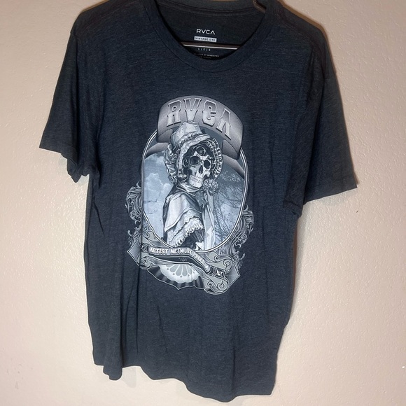 RVCA Charcoal Graphic Tee with Skull Design - Picture 2 of 3